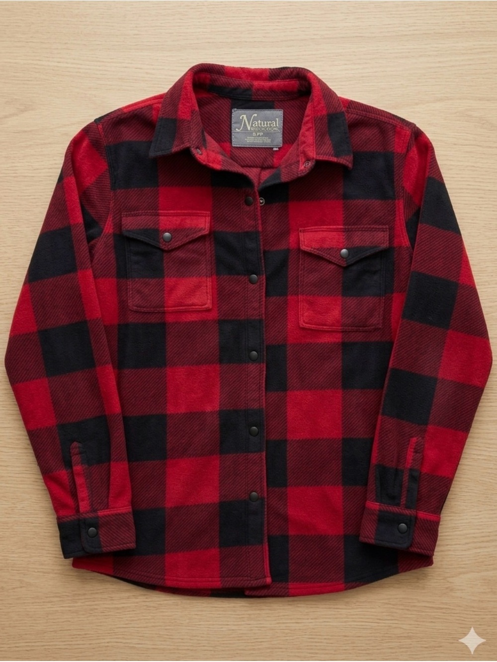 Natural Reflections Red & Black Buffalo Plaid Heavy Shirt or Shacket Sz S